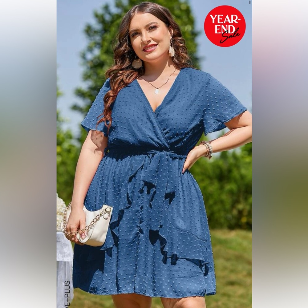 SHEIN Ruffle Trim Wrap Dress